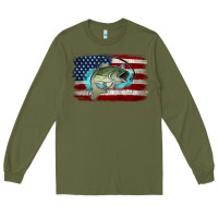 Army Green American Flag Fish Long Sleeve Tee - Jasminsmagicworld