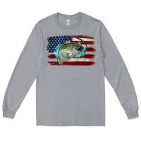 Heather Grey American Flag Fish Long Sleeve Tee - Jasminsmagicworld