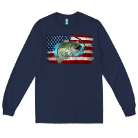 Navy American Flag Fish Long Sleeve Tee - Jasminsmagicworld