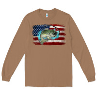 Toasted Coconut American Flag Fish Long Sleeve Tee - Jasminsmagicworld