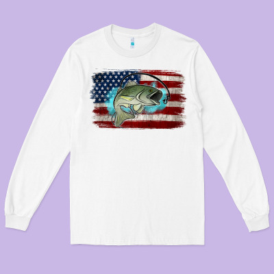 American Flag Fish Long Sleeve Tee Designed By Jasminsmagicworld