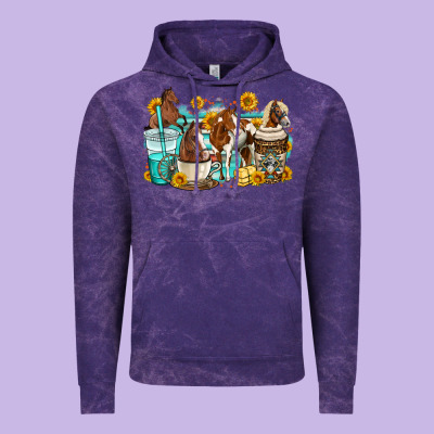 Horses Coffee Cups Vintage Hoodie Designed By Oliviacreatesart