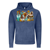 Vintage Denim horses coffee cups Vintage Hoodie - OliviaCreatesArt