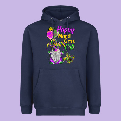 Happy Mardi Gras Y'all Heavyweight Hoodie Designed By Barkaloodesign
