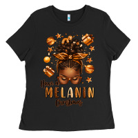 Black have a melanin christmas afro messy bun Ladies Tee - texasbilliewilder
