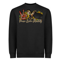 Black peace love hockey Heavyweight Sweatshirt - RacoonDesign