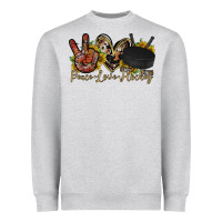 Heather Grey peace love hockey Heavyweight Sweatshirt - RacoonDesign