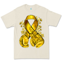 Childhood Cancer Yellow Ribbon With Boxing Gloves Premium Tee | Teevron