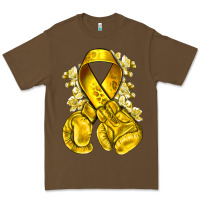 Cacao Childhood Cancer yellow ribbon with boxing gloves Premium Tee - NancyCooperArtShop