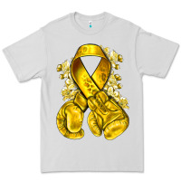 Dove Grey Childhood Cancer yellow ribbon with boxing gloves Premium Tee - NancyCooperArtShop
