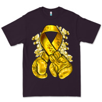Plum Childhood Cancer yellow ribbon with boxing gloves Premium Tee - NancyCooperArtShop