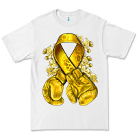 White Childhood Cancer yellow ribbon with boxing gloves Premium Tee - NancyCooperArtShop