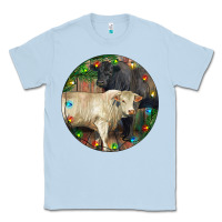 Dusty Blue Christmas Charolais Bull And Black Angus Bull Classic Tee - RanaPortraitStore