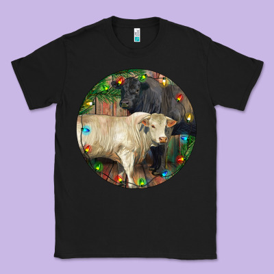 Christmas Charolais Bull And Black Angus Bull Classic Tee Designed By Ranaportraitstore