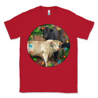 Red Christmas Charolais Bull And Black Angus Bull Classic Tee - RanaPortraitStore