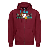 Burgundy sport t ball mom Zipper Hoodie - Artiststas