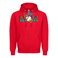 Red sport t ball mom Zipper Hoodie - Artiststas
