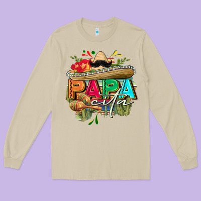 Papacita Long Sleeve Tee Designed By Fadigitalartstudio