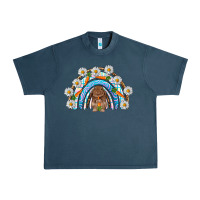 Midnight Navy Easter Bunny with carrot rainbow Easter Day Urban Heavy Tee - HowdyJamesFarm