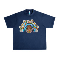 Navy Easter Bunny with carrot rainbow Easter Day Urban Heavy Tee - HowdyJamesFarm