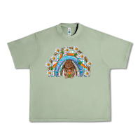 Oil Green Easter Bunny with carrot rainbow Easter Day Urban Heavy Tee - HowdyJamesFarm