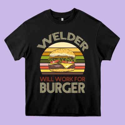 Welder Wıll Work For Burger Heavy Core Tee Designed By Bettercallsaul