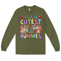Army Green Easter Day I teach the cutest little bunnies Long Sleeve Tee - OliviaCreatesArt