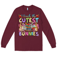 Burgundy Easter Day I teach the cutest little bunnies Long Sleeve Tee - OliviaCreatesArt