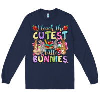 Navy Easter Day I teach the cutest little bunnies Long Sleeve Tee - OliviaCreatesArt