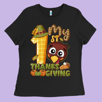 My 1st Thanksgiving With Turkey Ladies Tee Designed By Nancycooperartshop