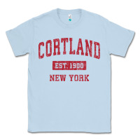 Dusty Blue Cortland New York NY Vintage Sports Design Red Design Sweat Classic Tee - longCreatives