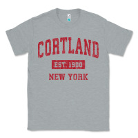 Heather Grey Cortland New York NY Vintage Sports Design Red Design Sweat Classic Tee - longCreatives