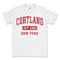 White Cortland New York NY Vintage Sports Design Red Design Sweat Classic Tee - longCreatives