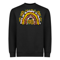Black sunflower sports rainbow Heavyweight Sweatshirt - RacoonDesign