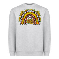 Heather Grey sunflower sports rainbow Heavyweight Sweatshirt - RacoonDesign