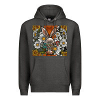 Charcoal Heather bunny Easter Premium Hoodie - CowhideDigitalArt