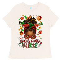 Bone santa's favorite nurse afro messy bun Ladies Tee - texasbilliewilder