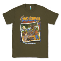 Army Green R.L. Stine Goosebumps Halloween Say Cheese And Die Classic Tee - longCreatives