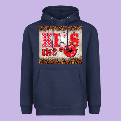 Valentine's Day Kiss Me Heavyweight Hoodie Designed By Barkaloodesign
