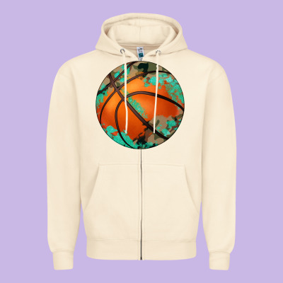 Western Basketball Camouflage Glitter Pattern Zipper Hoodie Designed By Artiststas