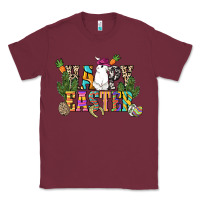 Burgundy Happy Easter with cowboy Easter Day Classic Tee - HowdyJamesFarm