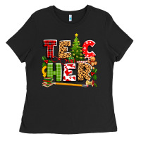 Black teacher christmas Ladies Tee - texasbilliewilder