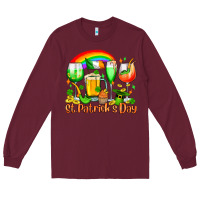 Burgundy St. Patrick's wine glasses Long Sleeve Tee - OliviaCreatesArt