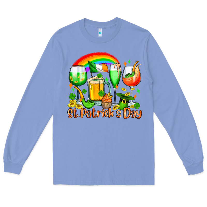 St. Patrick's Wine Glasses Long Sleeve Tee by OliviaCreatesArt | Teevron
