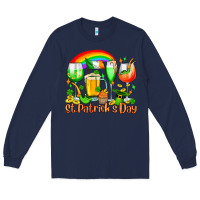 Navy St. Patrick's wine glasses Long Sleeve Tee - OliviaCreatesArt