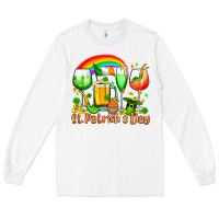 White St. Patrick's wine glasses Long Sleeve Tee - OliviaCreatesArt