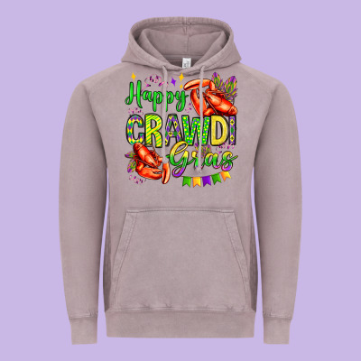 Happy Crawdi Gras Olivia Vintage Hoodie Designed By Oliviacreatesart