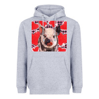 Valentine's Day Glitter Hearts Pig Heavyweight Hoodie | Teevron