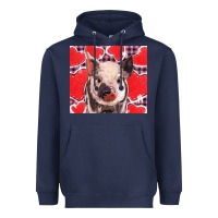 Navy valentine's day glitter hearts pig Heavyweight Hoodie - BarkalooDesign