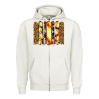 Oatmeal Heather softball serape leopard cowhide glitter brushstrokes Zipper Hoodie - Artiststas
